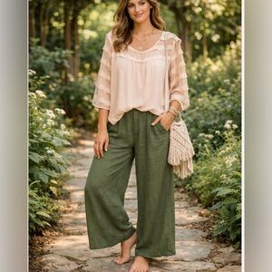 LOFT Cream Blouse with Layered Sleeves Size XL